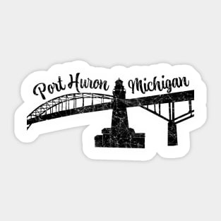 Dark Port Huron Bridge and Lighthouse Sticker